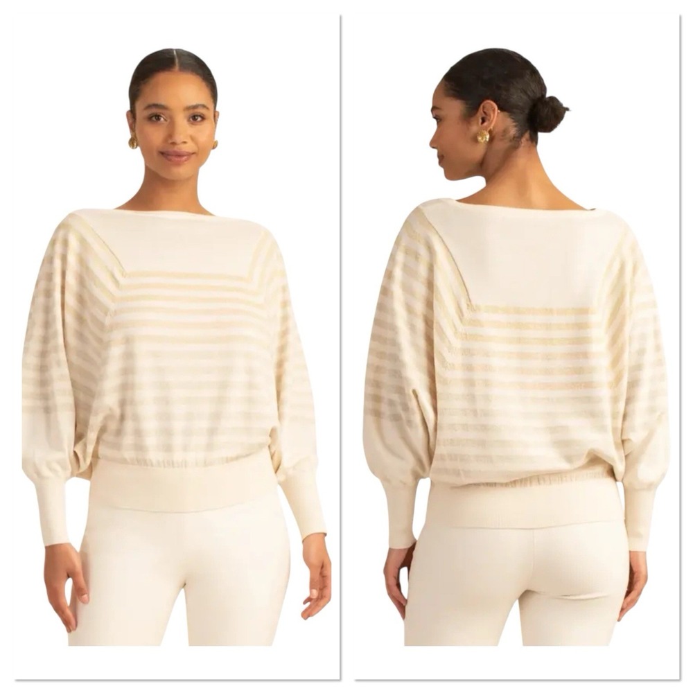 Trina Turk $280 Carraway Wool-Blend Glitter Strip Sweater Women's‎ Size Large